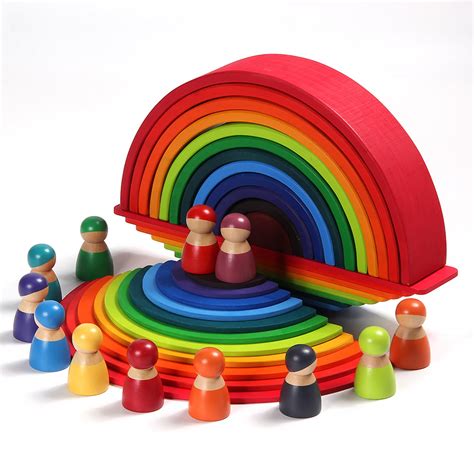 Wooden Rainbow Stacker Set Rainbow Stacker Semicircle Etsy