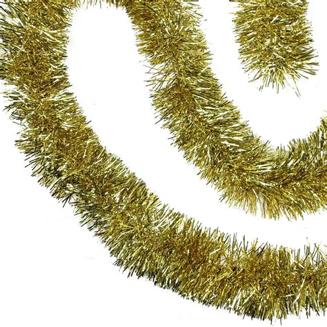 50 Shiny Gold Festive Christmas Foil Tinsel Garland Unlit 8 Ply EBay