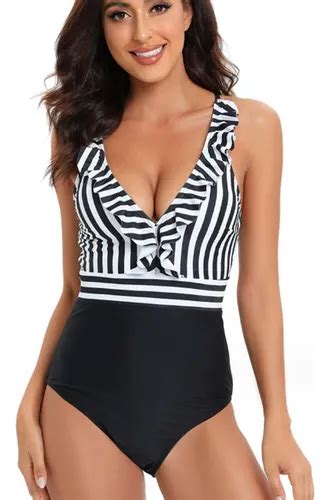 Traje De Baño Mujer Una Pieza Bikini Sexy Raya Playa Nadar Cuotas sin interés