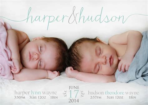 TWINS Photo Birth Announcement Name BABY ANNOUNCEMENT | Etsy