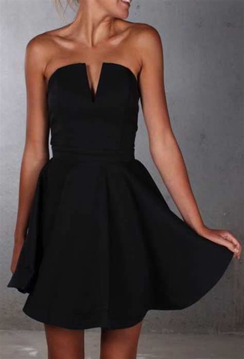 Short Homecoming Dress Black Homecoming Dress Strapless Homecoming Dress Unique Neckline