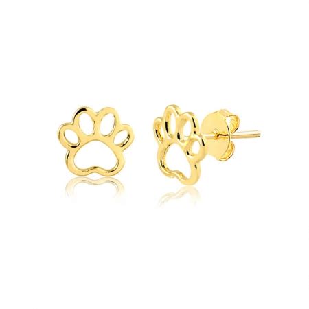 Brinco De Patinha Vazada Folheado Em Ouro 18K JOIAS PETMOM