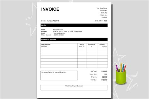 blank invoice template easy customizable
