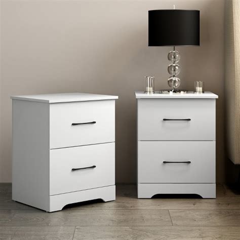 Galano Darsh 2-drawer Matte White Nightstand W/drawers Storage And Ultra Fast Assembly (23.6 In ...