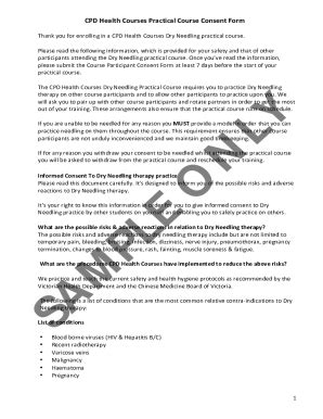 Fillable Online CPD Health Courses Practical Course Consent Form Fax