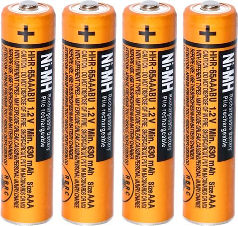 4 Pack HHR 65AAABU NI MH Rechargeable Battery For Panasonic 1 2V 630mAh