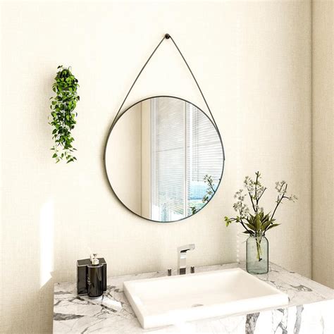 GLSLAND 16 In W X 16 In H Round Metal Framed Wall Bathroom Vanity