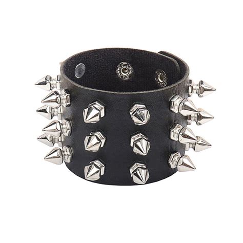 Pulsera G Tica Bico Punk P As Remaches De Cuero Brazalete Metal