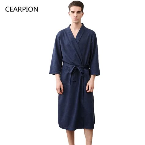 Cearpion Summer Bathrobe Sleepwear Autumn Casual Robes Men Cotton Three