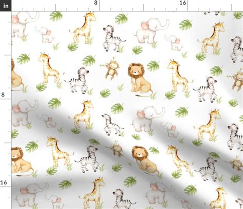 Watercolor Safari Animals Nursery - Fabric | Spoonflower