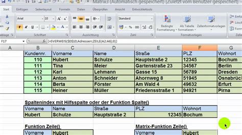 Excel Sverweis And Spaltenindex Mit Funktionen Spalte Zeile And Vergleich Youtube