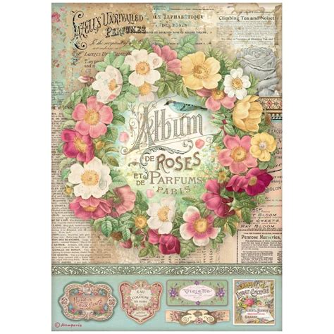 Stamperia Rice Paper Sheet A Rose Parfum Album De Roses