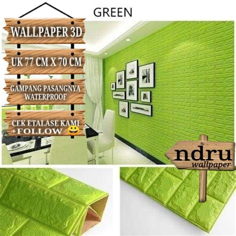 Jual Grosir Murah 70 Cm X 77 Cm Wallpaper 3d Batu Bata Hijau Wallfoam Stiker Dinding Brick