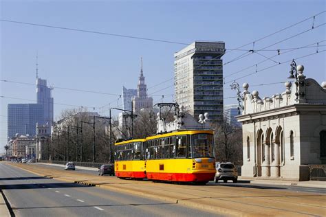 Warszawa Na Mo Cie Poniatowskiego Tramwaj Potr Ci Pieszego Wp