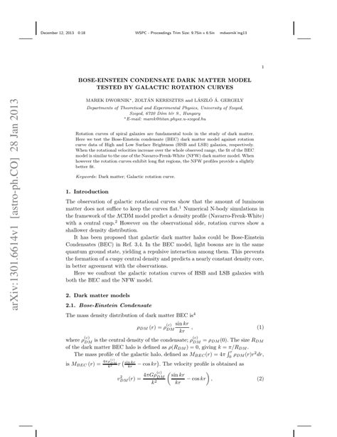 PDF Bose Einstein Condensate Dark Matter Model Tested By Galactic