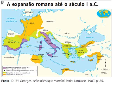 Blog de Geografia Mapa A expansão romana até o século I a C