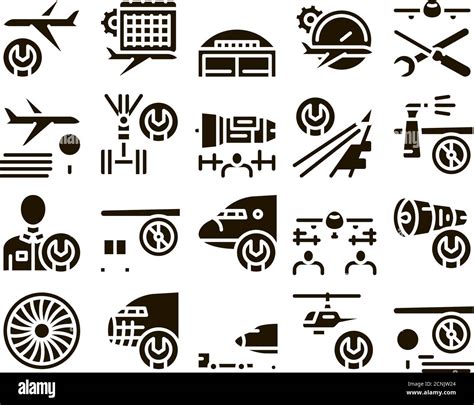 Aircraft Repair Tool Glyph Set Vector Stock Vector Image Art Alamy