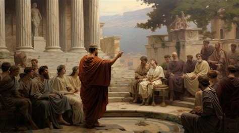 Premium AI Image Ancient Roman Citizens Participating In A Forum Debate