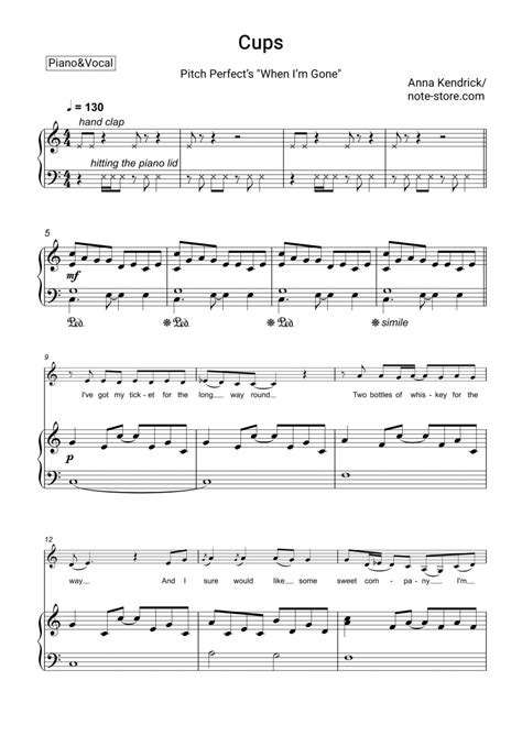 Anna Kendrick - Cups (Pitch Perfect’s “When I’m Gone”) sheet music for ...