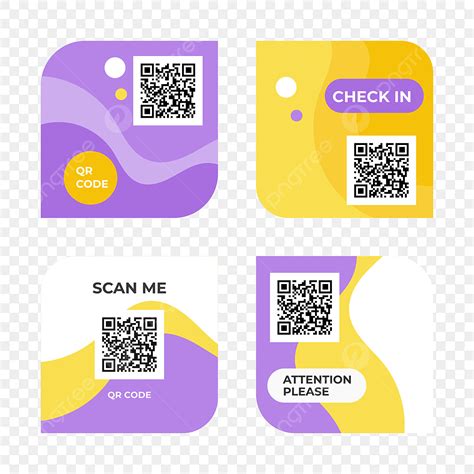 Plantilla De Diseño De Etiqueta De Código Qr En Fondo Abstracto Amarillo Púrpura Png Etiqueta