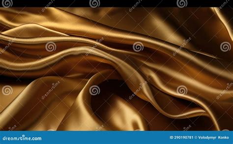 A Close Up View Of Shiny Gold Satin Fabric Texture Generative Ai Stock