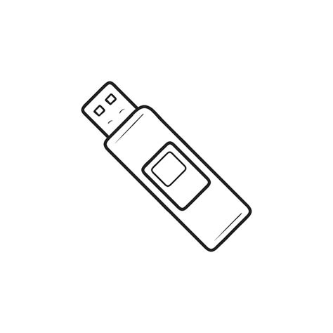 Pendrive Icono De Doodle De Contorno Dibujado A Mano Unidad Flash