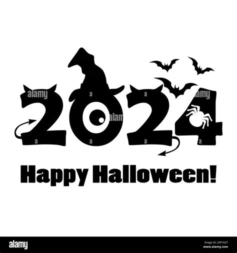 Halloween Vector Illustration With 2024 Bat Spidereye And Happy