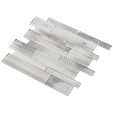 Elida Ceramica White 12 In X 12 In Glossy Glass Linear Wall Tile In The Tile Department At