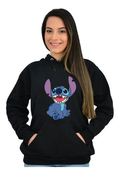 Moletom Canguru Stitch Lilo Fofo Tumblr Blusa De Frio Algod O Rosa