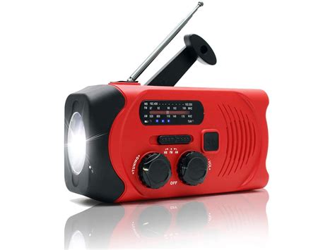 Mpm Weather Radio Emergency Solar Hand Crank Am Fm Radio Red With