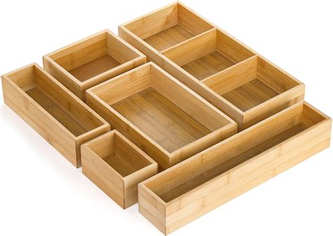 Amazon Whitmor 6 Piece Bamboo Drawer Organizers Home Kitchen