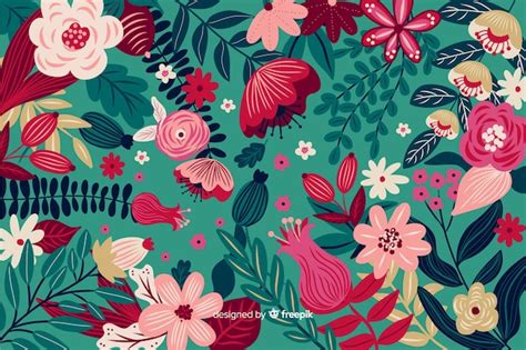 Fondo Natural Con Flores Coloridas Exóticas Vector Gratis