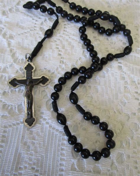 Vintage Rosary Black Rosary Prayer Beads Vintage Rosaries Etsy