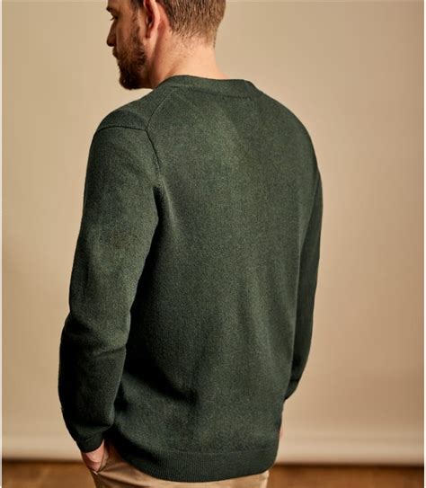 Tweed Green Mens Cashmere And Merino V Neck Cardigan Woolovers Au