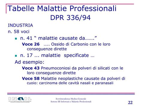 PPT La Nuova Tabella Delle Malattie Professionali PowerPoint