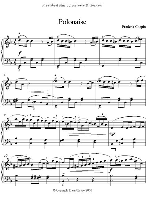 Chopin Polonaise Sheet Music For Piano 8notes