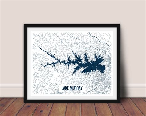 Lake Murray South Carolina Printable Map Poster Lake Murry SC - Etsy