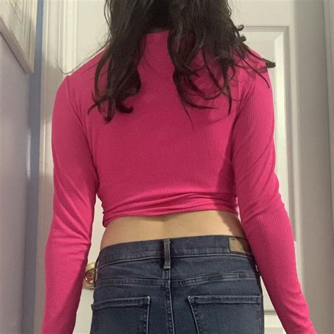 Hot Pink Cropped Long Sleeve Top Very Fun And Depop