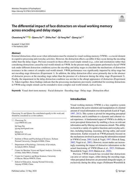 PDF The Differential Impact Of Face Distractors On Visual Working