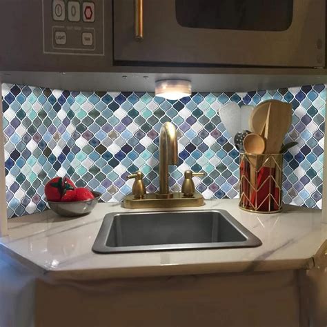 Teal Arabesque Peel And Stick Tile For Kitchen Backsplashsmart Wall Tiles For Rv Kitchen Buy