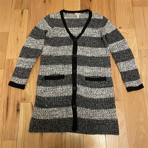 Logo Lori Goldstein Chunky Knit Striped Cardigan Depop