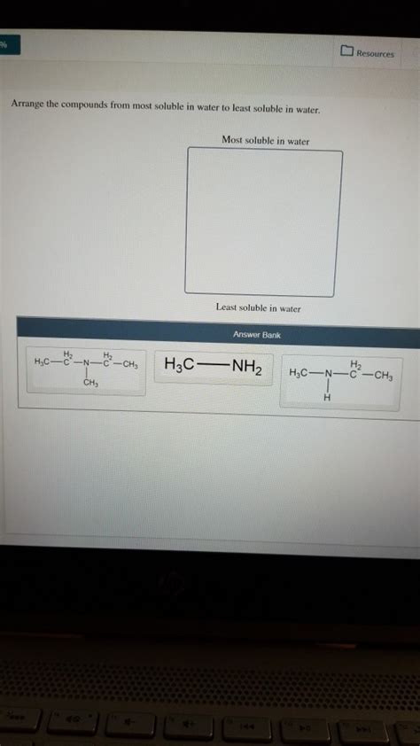 Solved Resources Arrange The Compounds From Most Soluble In Chegg