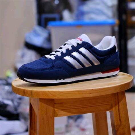 Jual Sepatu Sport Nike Adidas Neo City Racer Dark Navy Putih Silver