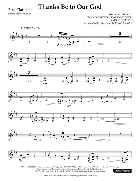 Thanks Be To Our God Choral Anthem Satb Bass Clarinetsheet Music Pdf