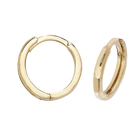 9ct Yellow Gold Wave Hinged Sleepers Hoop Earrings London Diamond Online