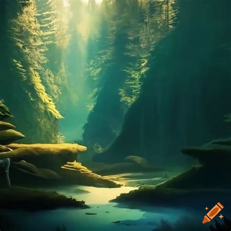 Artistic depiction of a forbidden forest on Craiyon