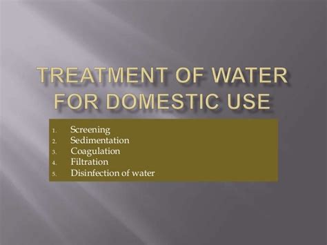 Water For Domestic Use