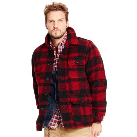 Lyst Denim Supply Ralph Lauren Plaid Wool Blend Barn Jacket In Red