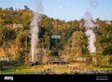 Geyser Eruption At Fang Hot Spring Doi Pha Hom Pok National Park