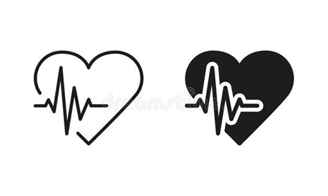 Heart Rhythm Set Electrocardiogram Ecg Ekg Signal Heart Beat Pulse